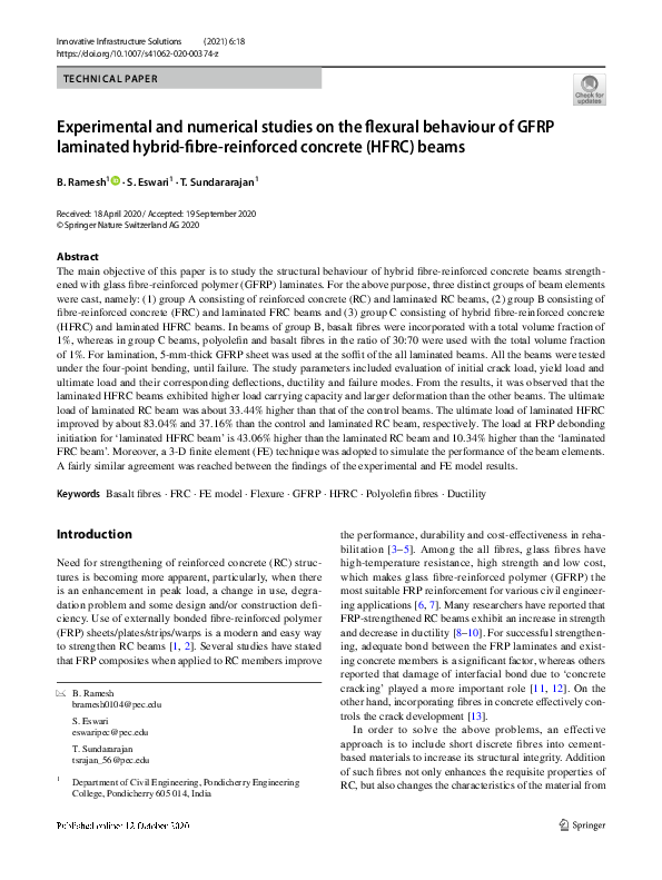 (PDF) Experimental and numerical studies on flexural behavior of high ...
