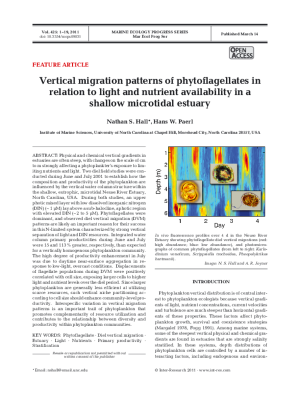 (PDF) Vertical migration patterns of phytoflagellates in relation to ...
