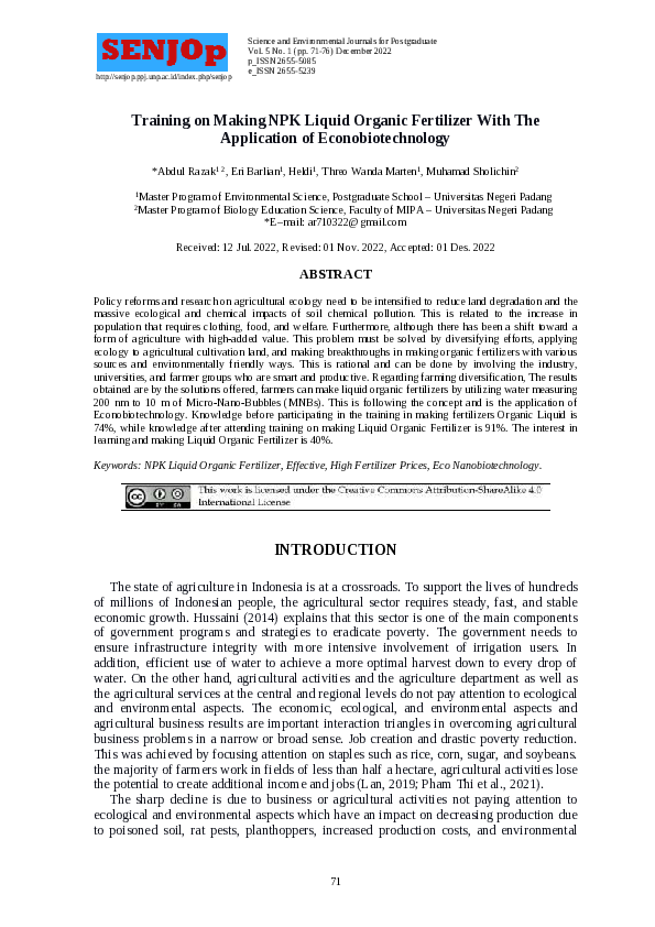 (PDF) Training on Making NPK Liquid Organic Fertilizer With The ...