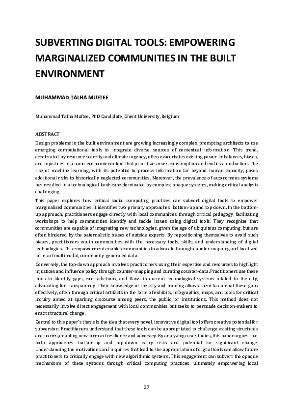 (PDF) SUBVERTING DIGITAL TOOLS: EMPOWERING MARGINALIZED COMMUNITIES IN ...