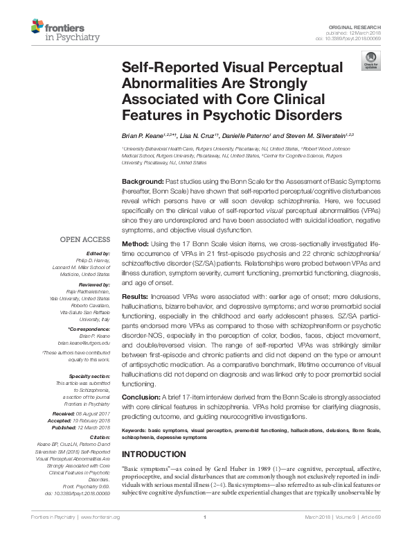 (PDF) Self-reported visual perceptual abnormalities predict ...