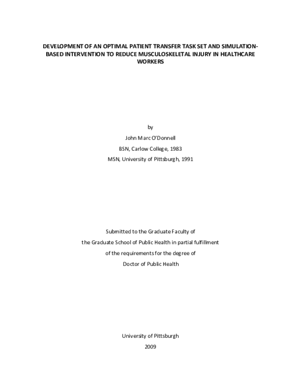 (PDF) Development of an Optimal Patient Transfer Task Set and ...