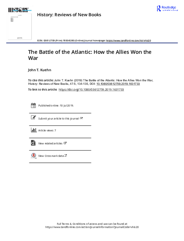 (PDF) The Battle of the Atlantic: How the Allies Won the War