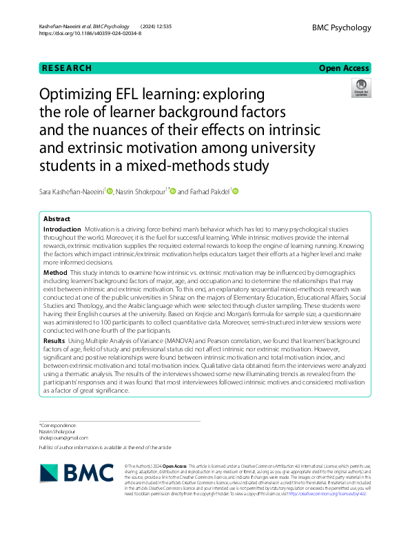 (PDF) Optimizing EFL learning: exploring the role of learner background ...