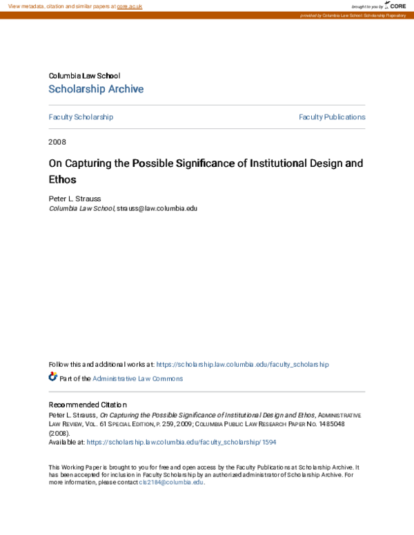 (PDF) On Capturing the Possible Significance of Institutional Design ...