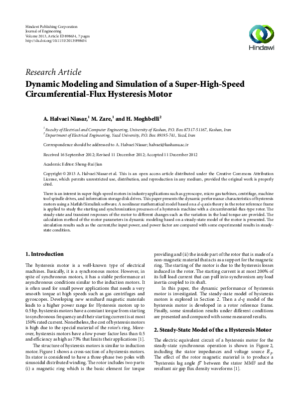 (PDF) Dynamic Modeling and Simulation of a Super-High-Speed ...