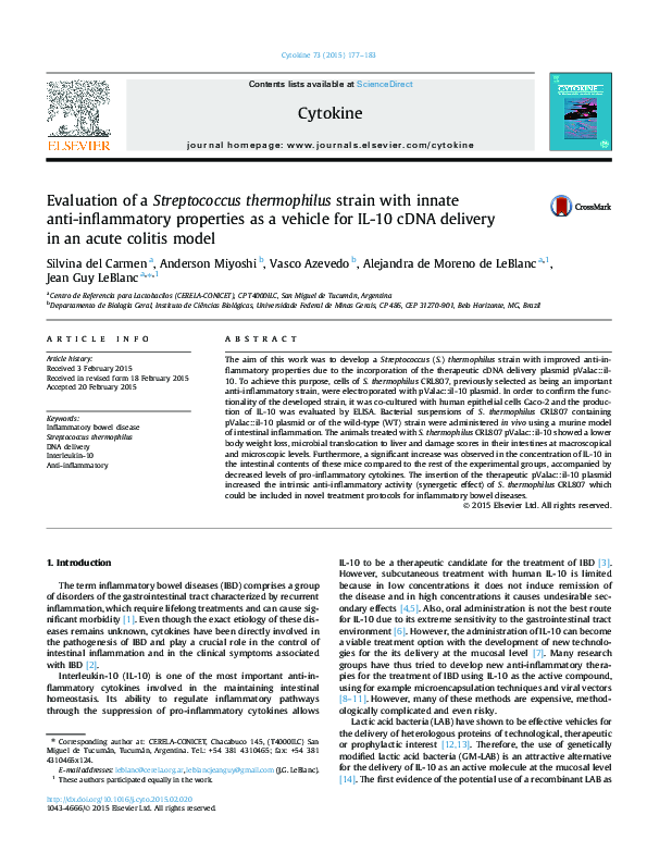(PDF) Evaluation of a Streptococcus thermophilus strain with innate ...