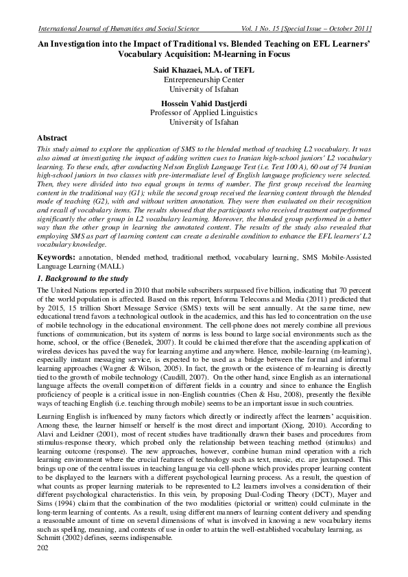 (PDF) An Investigation into the Impact of Traditional vs. Blended ...