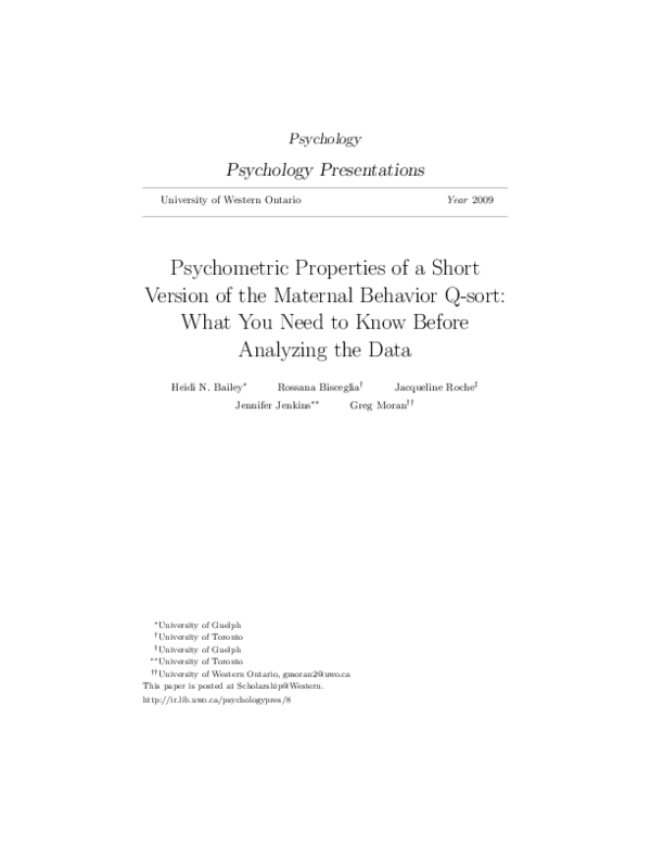 (PDF) Psychometric Properties of a Short Version of the Maternal ...
