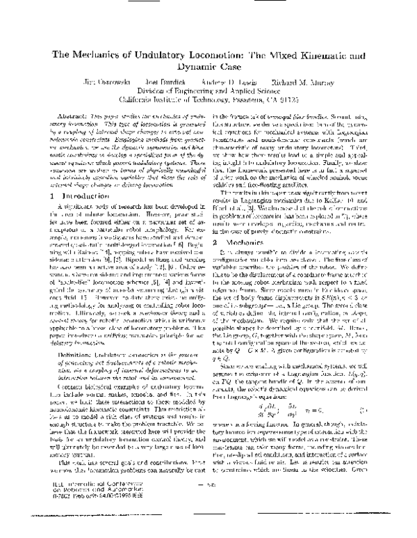 (PDF) The mechanics of undulatory locomotion: the mixed kinematic and ...