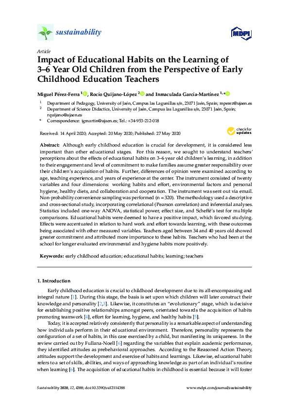 (PDF) Impact of Educational Habits on the Learning of 3–6 Year Old ...