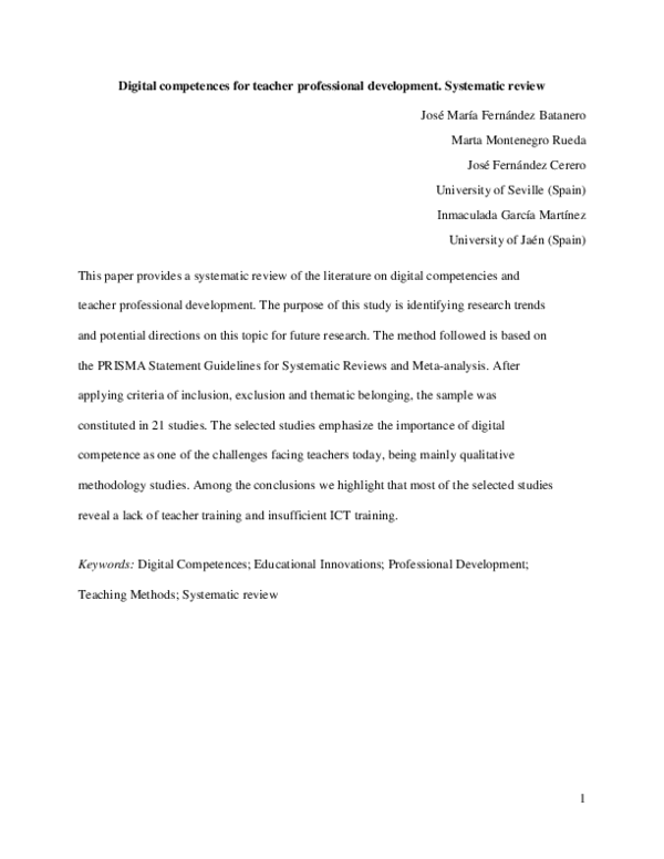 (PDF) Digital competences for teacher professional development ...
