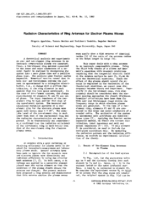 (PDF) Radiation characteristics of ring antennas for electron plasma waves