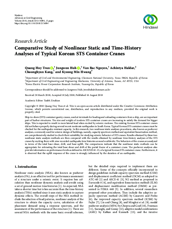 (PDF) Comparative Study of Nonlinear Static and Time-History Analyses ...