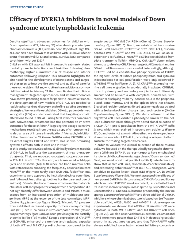 (PDF) Efficacy of DYRK1A inhibitors in novel models of Down syndrome ...