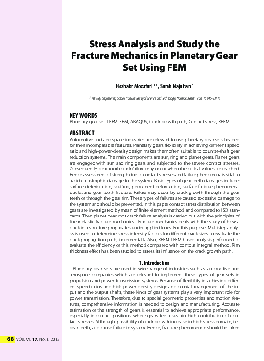 (PDF) Stress Analysis and Study the Fracture Mechanics in Planetary ...
