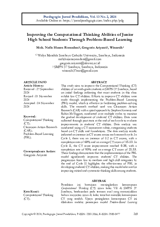 (PDF) Improving the Computational Thinking Abilities of Junior High ...