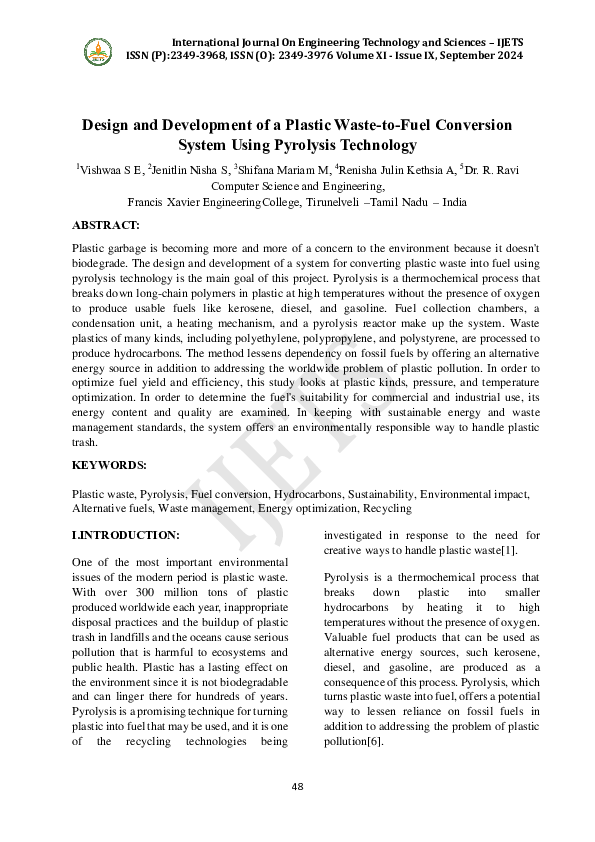 (PDF) Design and Development of a Plastic Waste-to-Fuel Conversion ...