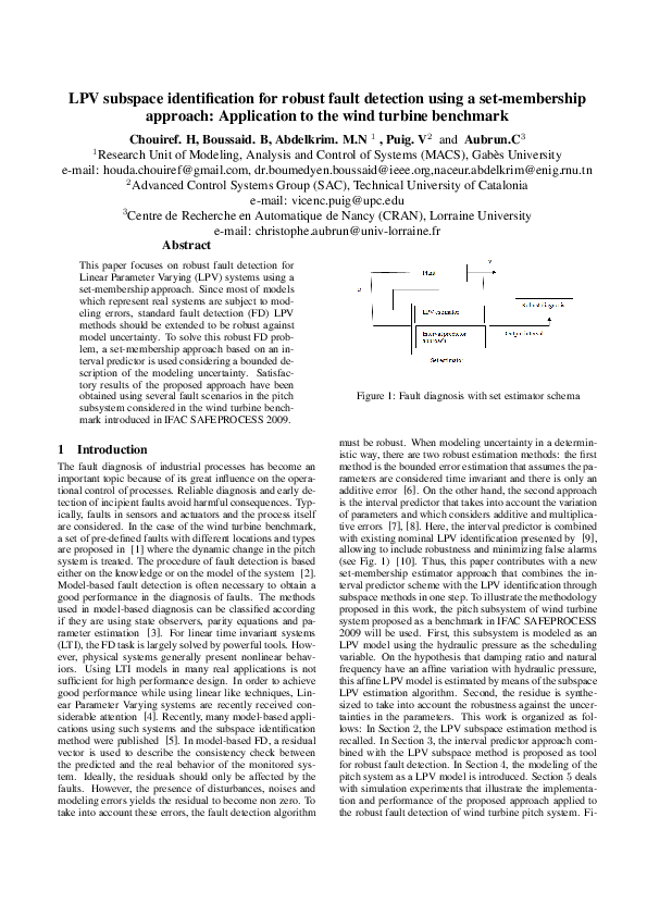 (PDF) LPV Subspace Identification for Robust Fault Detection using a ...
