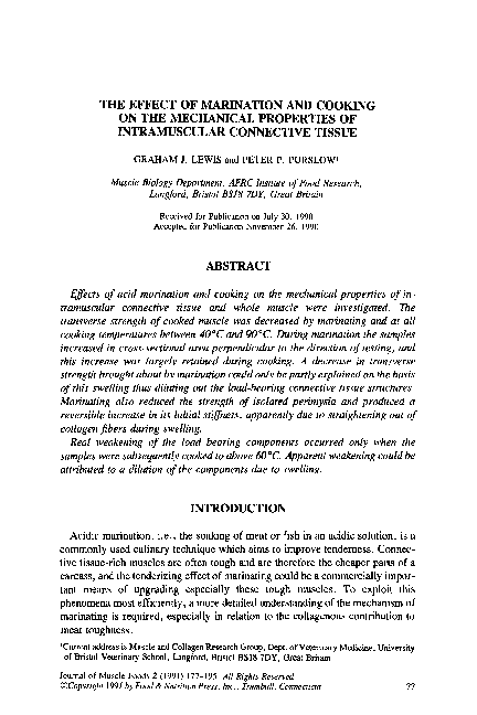 (PDF) The Effect of Marination and Cooking on the Mechanical Properties ...