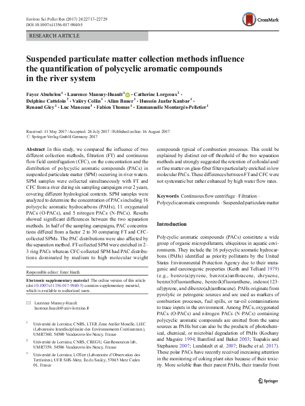 (PDF) Suspended Particulate Matter Collection Methods affect the ...