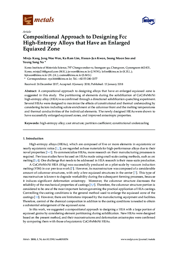 (PDF) Compositional Approach to Designing Fcc High-Entropy Alloys that ...