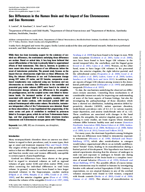 (PDF) Sex Differences in the Human Brain and the Impact of Sex ...