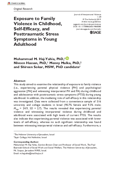 (PDF) Exposure to Family Violence in Childhood, Self-Efficacy, and ...