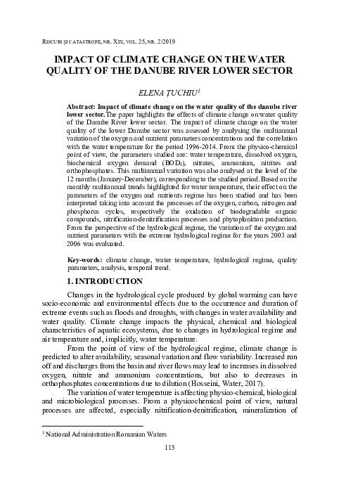 (PDF) Impact of climate change on the water quality of the Danube River ...