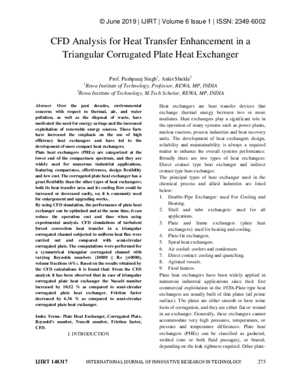 (PDF) CFD Analysis for Heat Transfer Enhancement in a Triangular ...