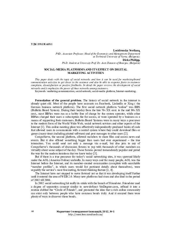 (PDF) Social-media platforms and its effect on digital marketing activities