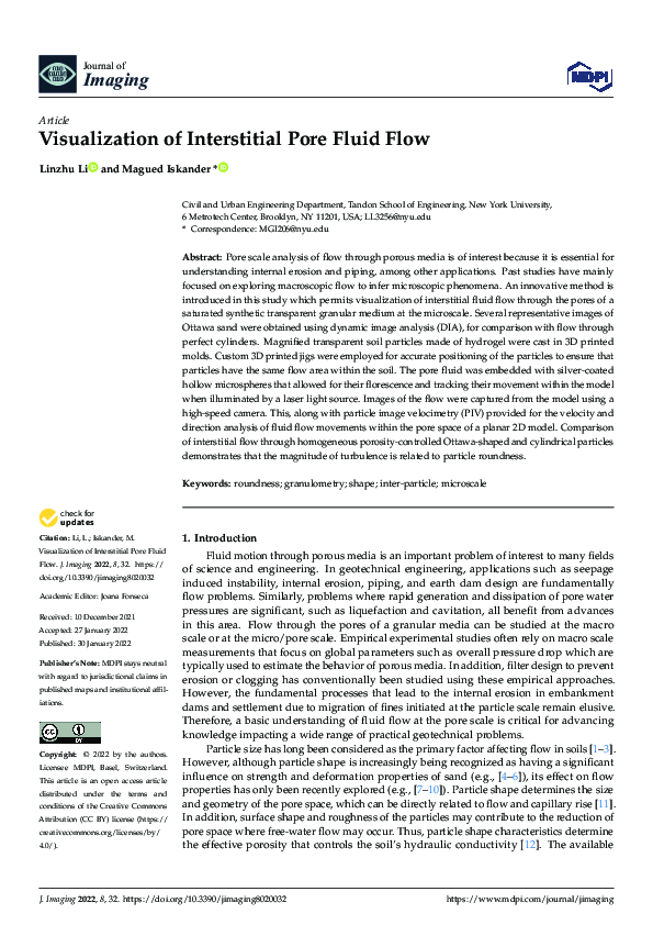 (PDF) Visualization of Interstitial Pore Fluid Flow