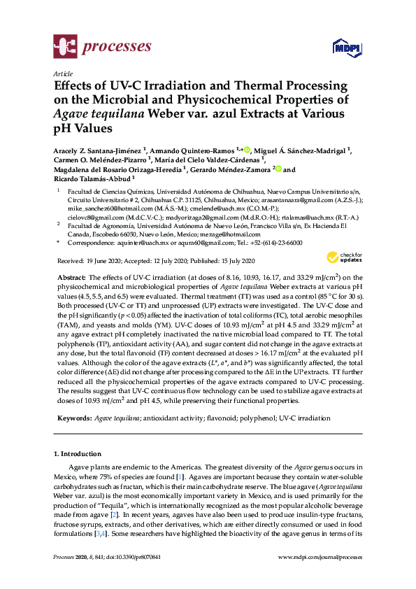 (PDF) Effects of UV-C Irradiation and Thermal Processing on the ...