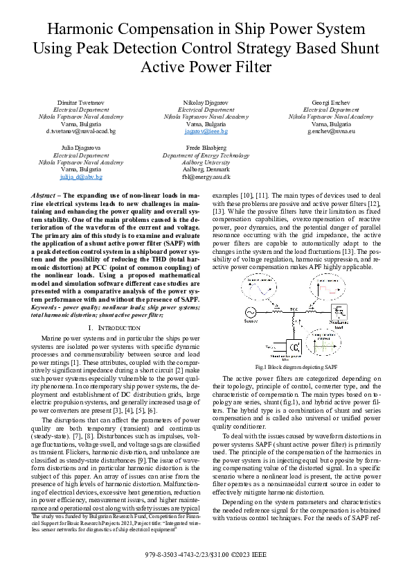 (PDF) Harmonic Compensation in Ship Power System Using Peak Detection ...