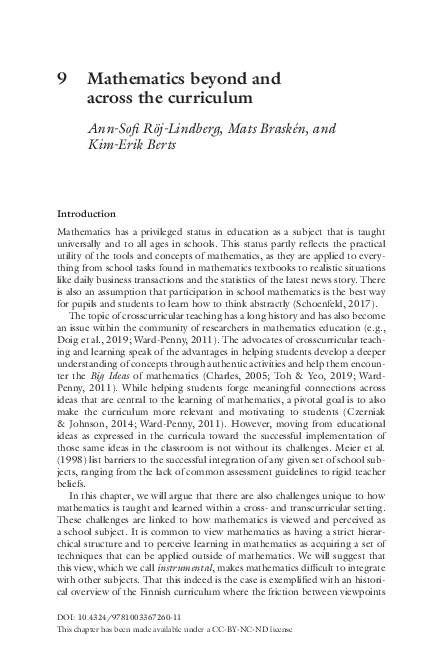 (PDF) Mathematics beyond and across the curriculum