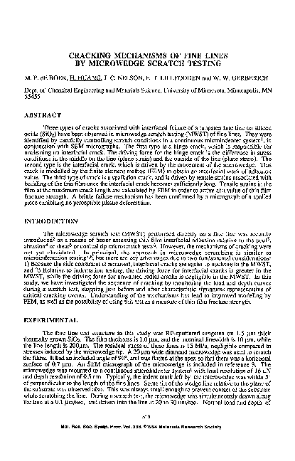 (PDF) Cracking Mechanisms of Fine Lines by Microwedge Scratch Testing
