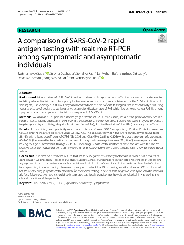 (PDF) A comparison of SARS-CoV-2 rapid antigen testing with realtime RT ...