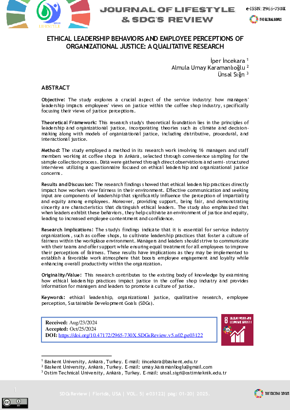 (PDF) ETHICAL LEADERSHIP BEHAVIORS AND EMPLOYEE PERCEPTIONS OF ...