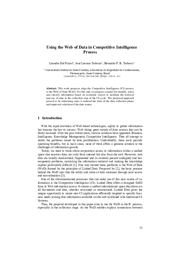 (PDF) Using the Web of Data in Competitive Intelligence Process