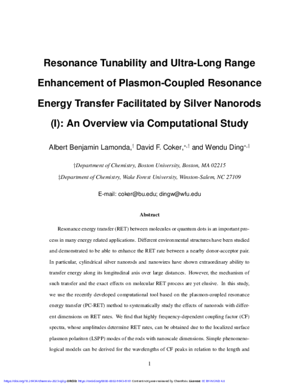 (PDF) Resonance Tunability and Ultra-Long Range Enhancement of Plasmon ...
