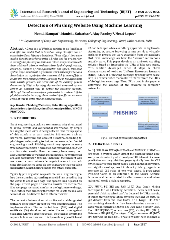 (PDF) Detection of Phishing Website Using Machine Learning