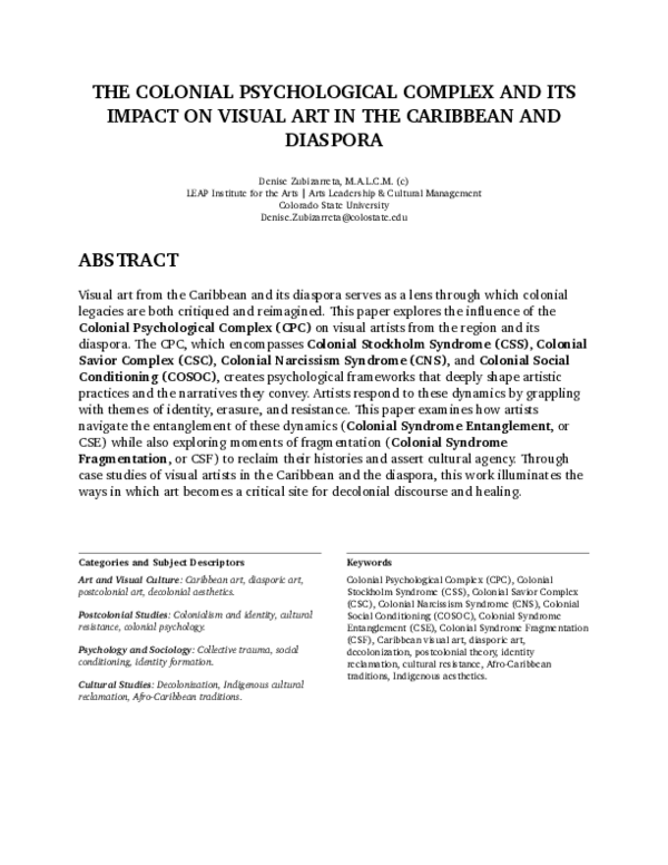(PDF) The Colonial Psychological Complex and Its Impact on Visual Art ...