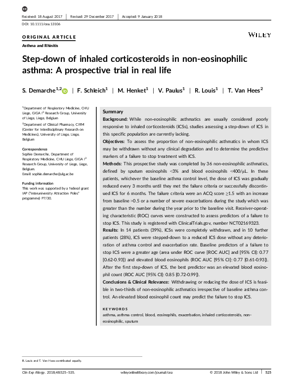 (PDF) Step-down of inhaled corticosteroids in non-eosinophilic asthma ...