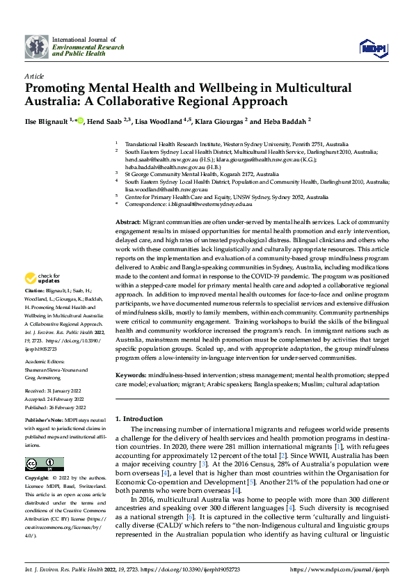 (PDF) Promoting Mental Health and Wellbeing in Multicultural Australia ...