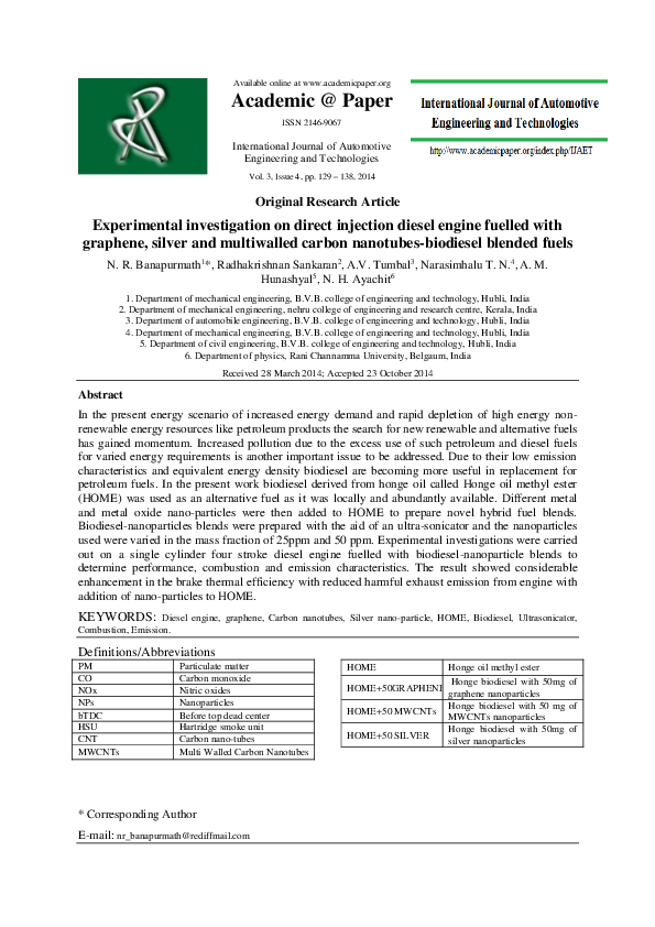 (PDF) Experimental investigation on direct injection diesel engine ...