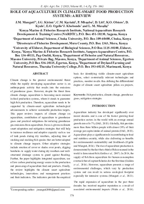 (PDF) ROLE OF AQUACULTURE IN CLIMATE-SMART FOOD PRODUCTION SYSTEMS: A ...