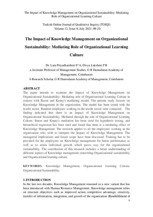 (PDF) The Impact of Knowledge Management on Organizational ...