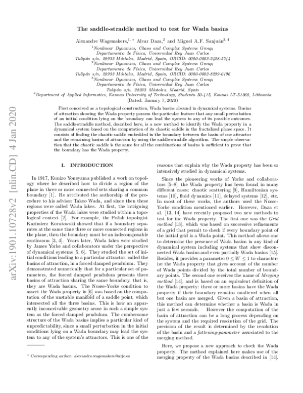 (PDF) The saddle-straddle method to test for Wada basins