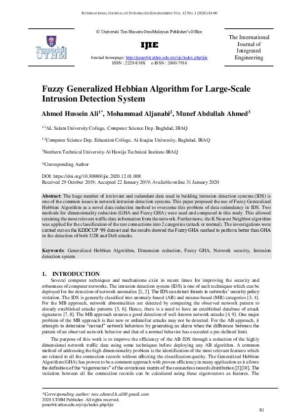 (PDF) Fuzzy Generalized Hebbian Algorithm for Large-Scale Intrusion ...