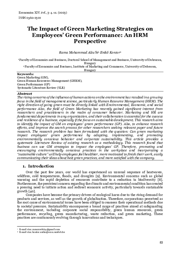 (PDF) The Impact of Green Marketing Strategies on Employees Green ...